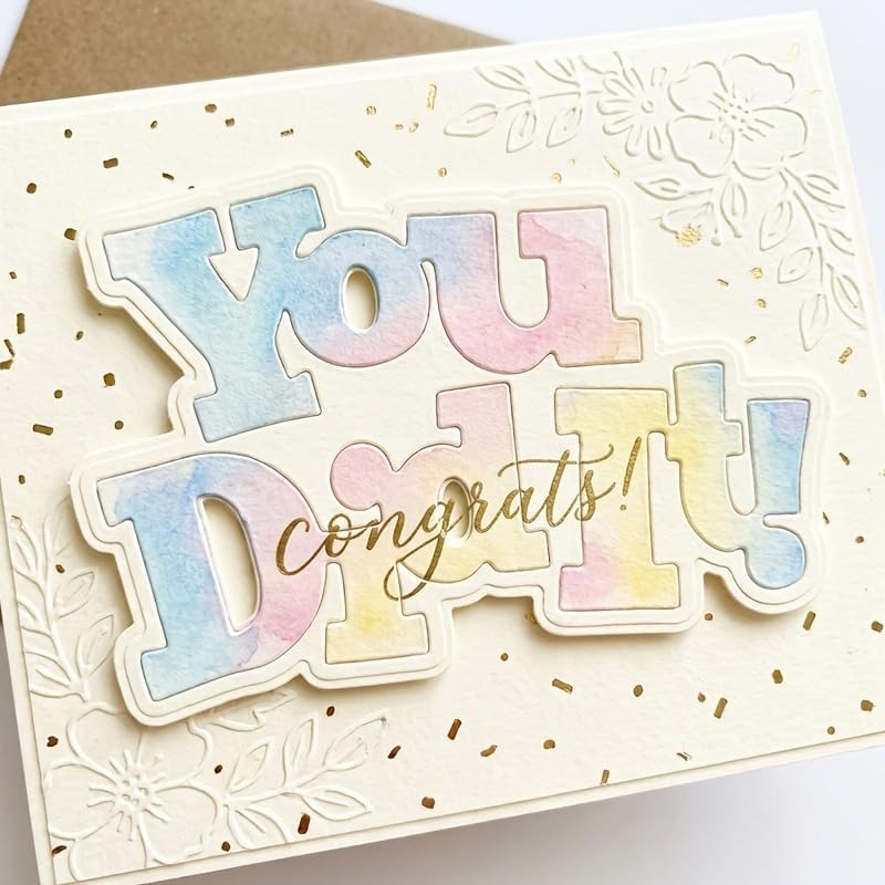 Lapoo Words Cutting Die for Scrapbooking - Durable, Cut Stencils for DIY Scrapbook Photo Album Decorative Paper Card, Card Making Supplies Party Wedding Decorations (You Did It 3.1 x 2.1 in)