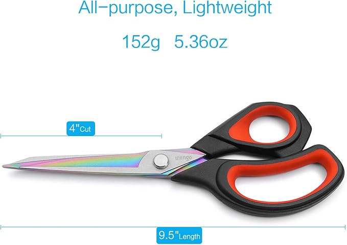 LIVINGO Fabric Scissors 9.5" Professional Tailor Heavy Duty Sewing Shears | Titanium Coated Forged Stainless Steel Blade, Comfort Grip, Leather Dressmaking Quilting Craft Projects