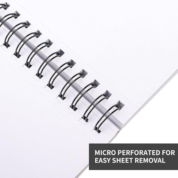 FIXSMITH 5.5"X8.5" Sketch Book,100 Sheets (68 lb/100gsm) Sketchbook | Acid Free Drawing Paper | Spiral Bound Artist Sketch Pad | for Kids, Beginners, Artists & Professionals | Bright White