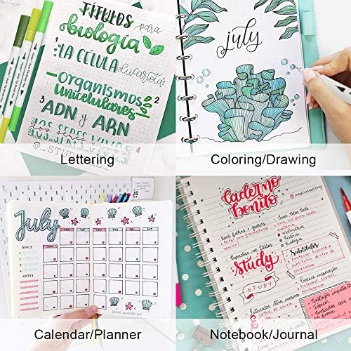 Vitoler Colored Markers Highlighters Dual Tip Brush Pens,Fine Tip Markers & Fine Point Art Pens for Adult Coloring Drawing Planner Art Craft Supplies (24 Brush Pens Set)