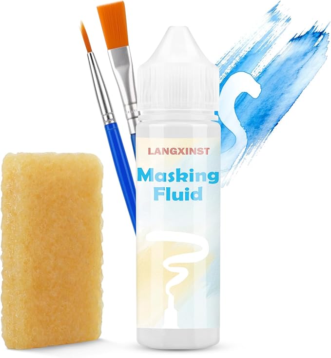 120ml White Masking Fluid for Watercolor Painting, Resistant Ink and Pouring Paint, Watercolor Masking Fluid Keeps Areas Colorless and Edges Sharp, Art Supplies for Artists