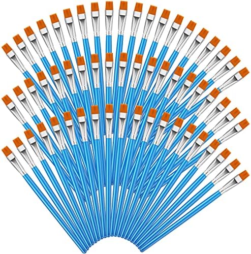 Crtiin 60 Bulk 1/2 Inch Flat Paint Brushes for Acrylic Painting Large(Blue)