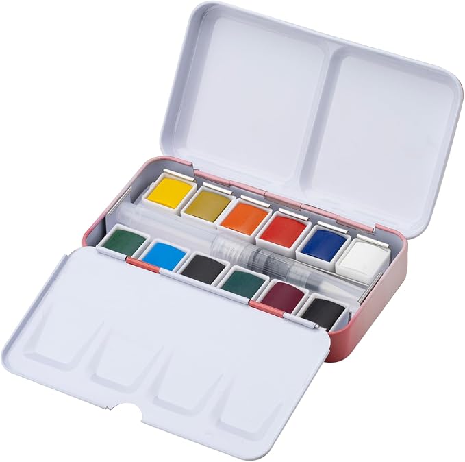 MEEDEN Travel Watercolor Paint Set: 12 Colors Watercolor Paints for Adults