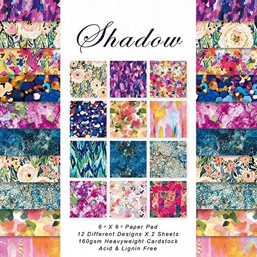 Scrapbook Paper Pad 6x6 Floral Colored Designs, Single-Sided Decoupage Sheets, Colorful Cardstock for DIY Scrapbooking, Backgrounds, Cardmaking, Junk Journal Craft Supplies - 24 Pcs