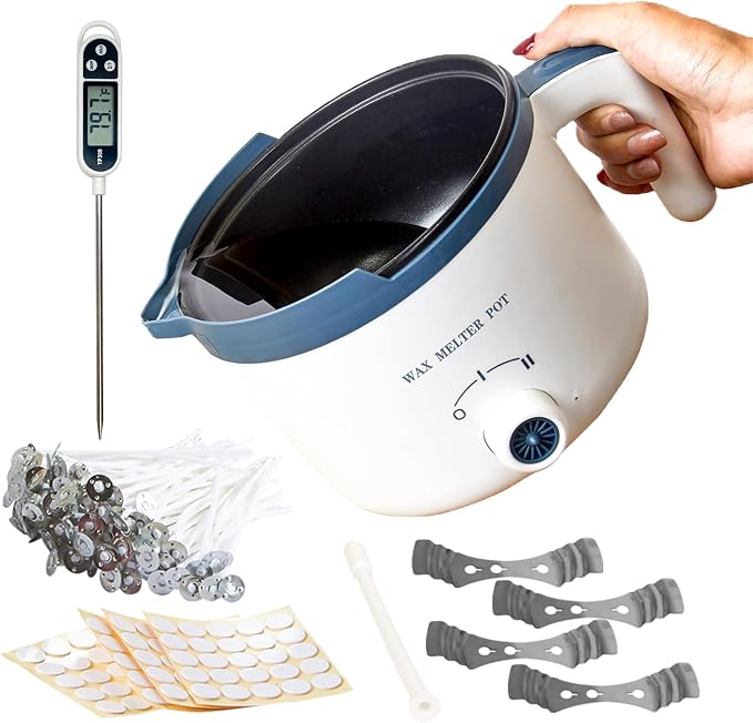 Ksedcon Electric Wax Melting Pot for Candle Making with Thermometer, Wicks | Wax Melter Pot with Spout, Small Candle Makers includes Wicks,