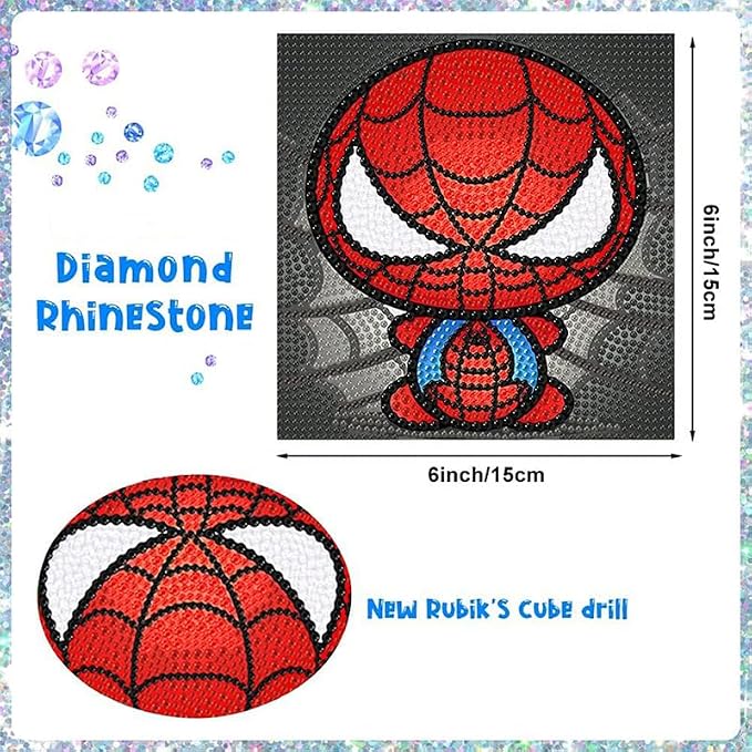 LWZAYS Diamond Painting Kits for Kids Diamond Art Gem by Number Kits Arts and Crafts for Kids, Mosaic Kits DIY Full Drill Painting Kit for Home Wall Decor 4 Pieces 6" X 6"