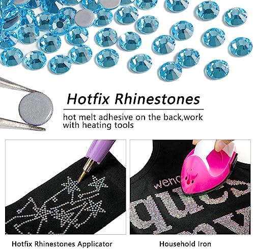 Beadsland Hotfix Rhinestones Bulk, Aquamarine, SS10, 14400pcs