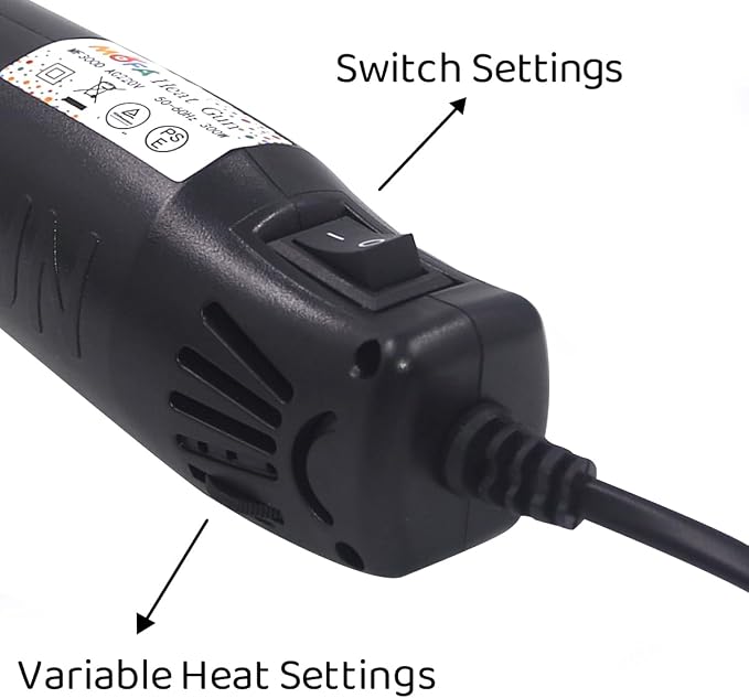 mofa Resin Heat gun,6.6ft Cable 300W Hot Air Gun for Crafting,Acrylic Paint Dryer Multi-Purpose Electric Heating Nozzle (Black Temp Regulation)