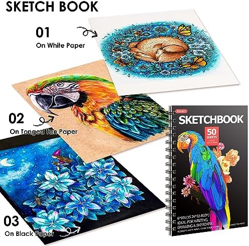 iBayam 123-Pack Colored Pencils Set with 3-Color Sketchbook & Coloring Book | Kids Colored Pencils, Art Supplies Sketching Kits, Professional Artist Drawing Pencils & Carry Case for Artists, Adult, Teens