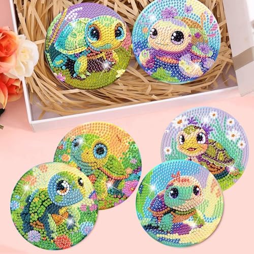 8 Pcs Diamond Art Coasters Kit for Adult with Holder, Diamond Coaster 4x4in
