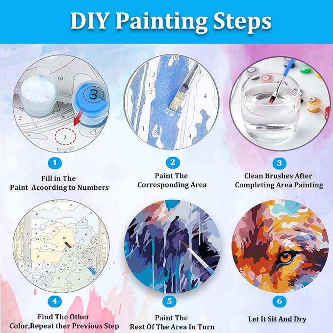 Artunion Wolf Paint by Numbers Kit for Adults,Animals Paint by Number Kits, DIY Oil Painting Paint by Number Kits on Canvas Arts Craft for Home Wall Decor 16x20 Inch