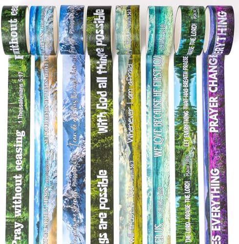 24 Rolls Christian Washi Tape Gifts for Bible Journaling, Scenery