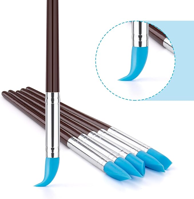 Clatoon 10Pcs Silicone Clay Sculpting Tool, Modeling Dotting Tool | Pottery Craft use for DIY Handicraft, Silicone Brush, Sculpture Pottery, Nail Art