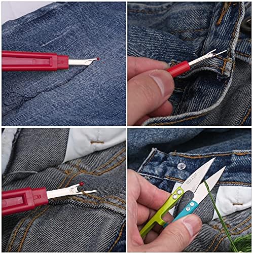 CampTek Seam Ripper, Sewing Stitch Ripper and Thread Remover Tool Kit, 2 Big+2 Small Embroidery Cutter and 1 Thread Snips (Red)