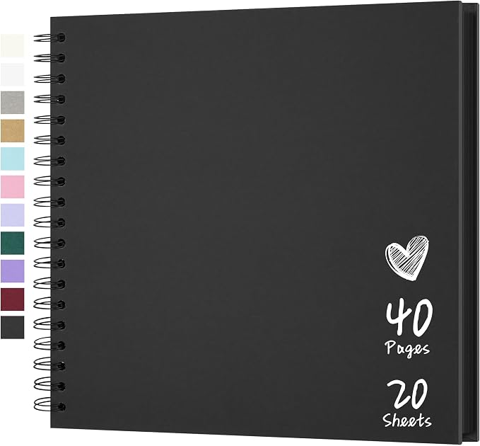 Scrapbook Photo Album 10"x10" 20 Sheets 40 Pages Hardcover Kraft Paper