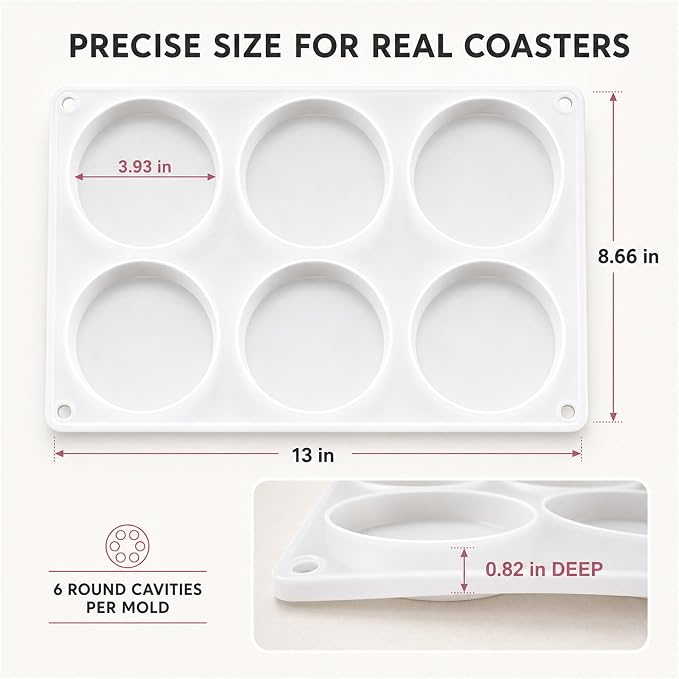 3PCS 18-Cavity Coaster Resin Molds, Round Coaster Molds for Epoxy Resin | 4 Inches Deep Coaster Silicone Molds for Resin , Epoxy Coaster Molds for Flower Bouquet Preservation,Cups Mats, DIY Craft