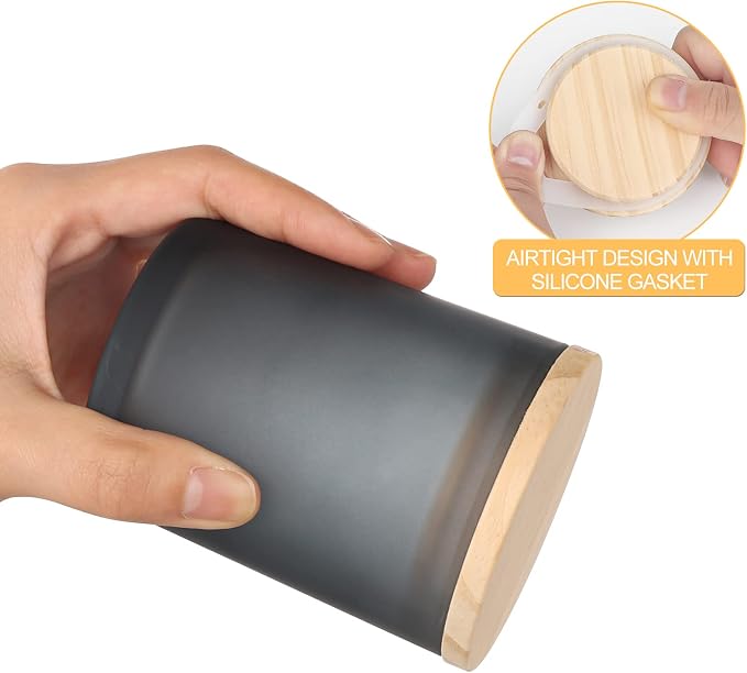 SHOWIN Thick Candle Jars for Making Candles 12 Pcs, 7 OZ Empty Jars with Wood Lids for Candle Making, Sample Container, Frosted Grey