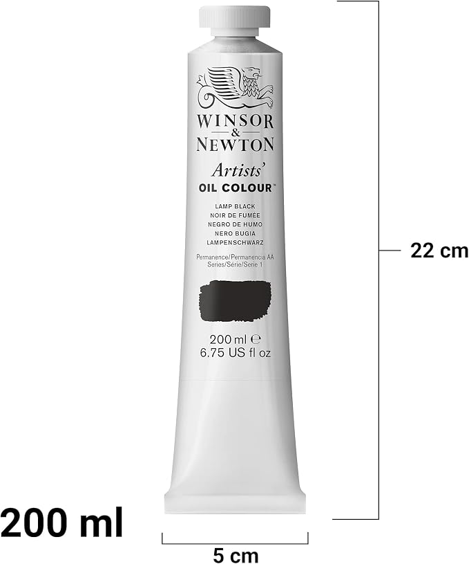 Winsor & Newton Artists' Oil Paint, 200ml Tube, Lamp Black