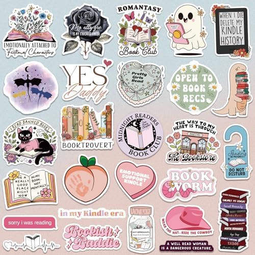 150 PCS Romance Book Stickers for Kindle, Holographic Bookish Sticker Pack Reading Glitter Vinyl Decals for Laptop Ebook Readers Water Bottles Journal Scrapbook Waterproof (Pack of 2)