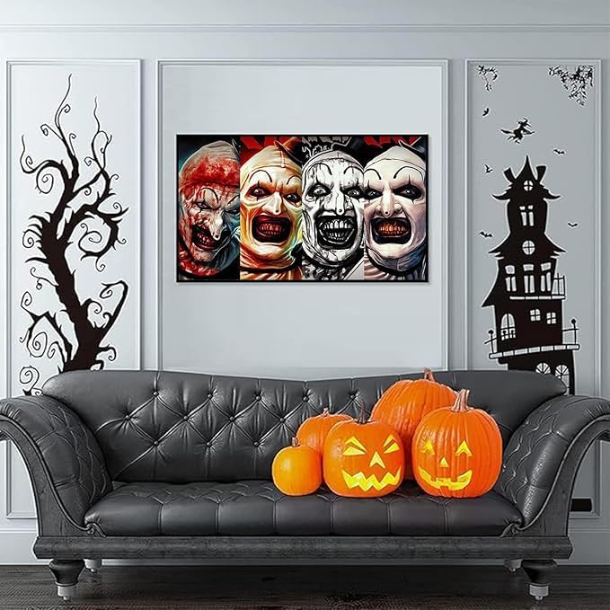 MBNTJHT Halloween Paint by Numbers Kit for Adults Beginners,Horror Clown Paint by Number Kits on Canvas Without Framed,DIY Digital Oil Painting Art Kits for Home Wall Decor 16X24 Inch.