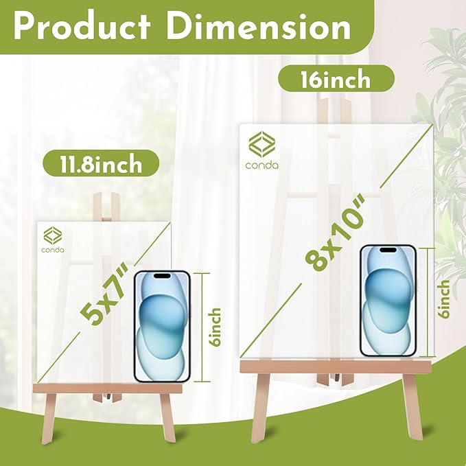 CONDA 6 Pack 11.8" Tabletop Easel, Portable A-Frame Tripod Tabletop Easel Set for Painting Party & Displaying Canvases, Photos, Display Tripod Holder Stand for Students Kids Beginners