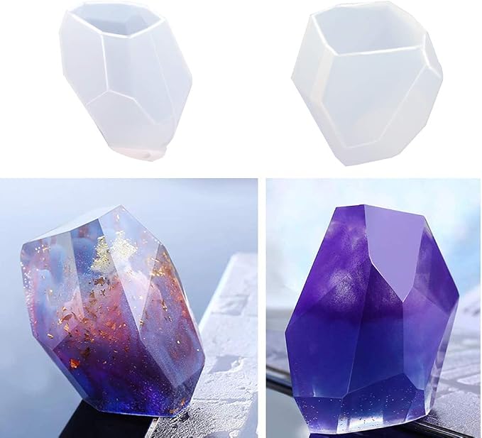 EuTengHao 18Pcs DIY Silicone Resin Casting Molds Tools Set Includes 6 Resin Casting Molds Large Clear Silicone Molds 2 Measurement Cup 10 Wood Sticks for DIY Home Decoration