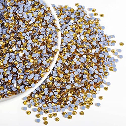Beadsland Hotfix Rhinestones Bulk, Topaz, SS8, 14400pcs