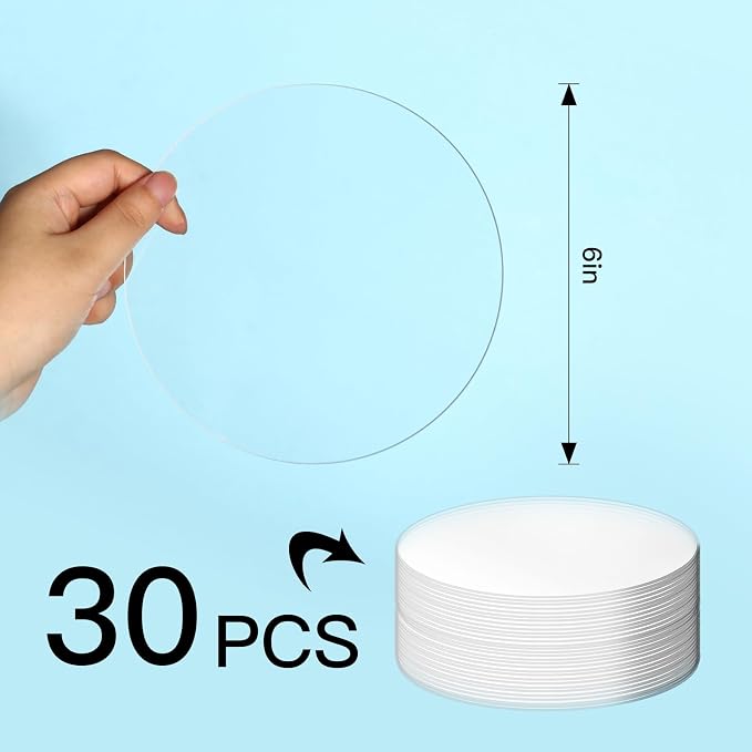 30 Pcs 6 Inch Acrylic Blanks Clear Round Acrylic Circles