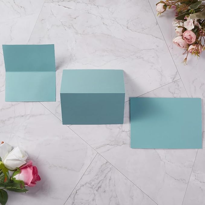 50 Pack Blank Folded Cardstock Cards, Light Blue, 4x6