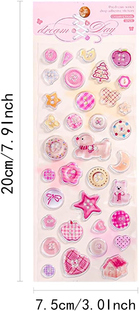 Cute 3D Stickers Vintage Style Simple Illustration Sticker Sheet Set of 4 Fresh and Healing Mini Stickers for Japanese Aesthetic Scrapbook Phone DIY Crafts