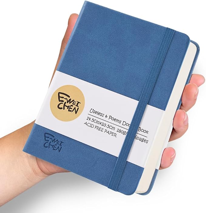 5.7x4.1in Hardcover Blank Sketchbook for Drawing 180gsm 96Pages,Dark Blue