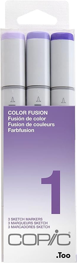 Copic Sketch Fusion #1 Purple 3-Color Refillable Dual-Tip Alcohol Markers