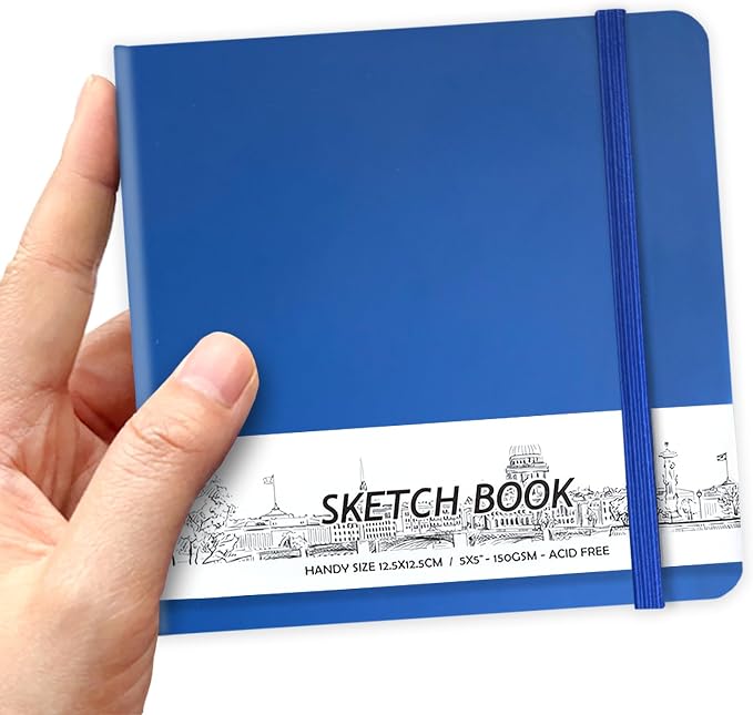 5" x 5" Hardcover Sketch Book,58 Sheets Small Mixed Media Pocket Sketch Pad