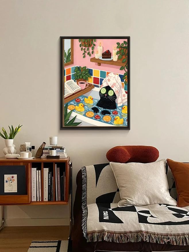 CraftBliss Cat Paint by Number for Adults, Funny Animal Painting by Numbers, DIY Acrylic for Beginners Unframed, Easy Paint by Numbers Adults on Canvas Decor 16x20inch