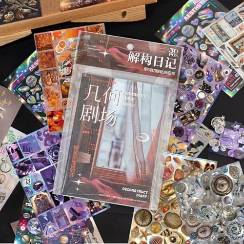 800+ Pcs Y2K Vintage Sticker Book - 30 Sheets Retro Cut-Out Stickers for Junk Journals & Scrapbooking | Ephemera Pack, Journaling Supplies, Craft Embellishments