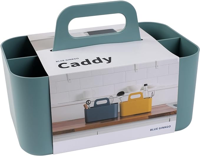 BLUE GINKGO Stackable Organizer Caddy, Rectangle, Green, Made in Korea
