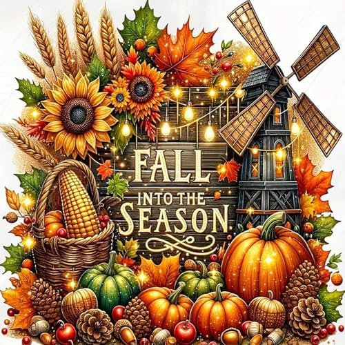 AIBOERL Paint by Numbers Kit for Adults Beginner,Fall Pumpkin, 12X16In