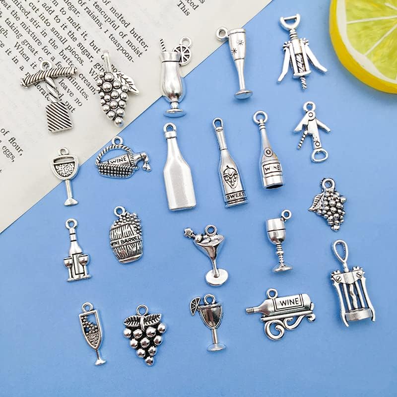 WOCRAFT 120pcs Antique Silver Wing Charms for Jewelry Making Alloy Wing Glass Charms for DIY Crafts (SN073)