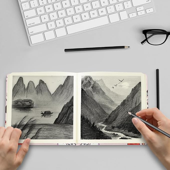 4.8" Pocket Sketch Book,80gsm Hardcover Art Sketchbook for Drawing Journal