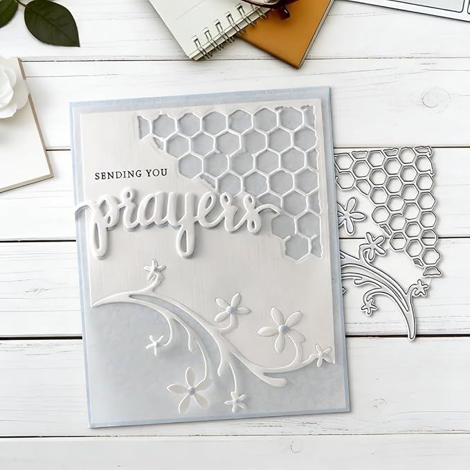 Scrapbooking Die-Cuts, Happy Birthday Ballon Metal Cutting Dies for Card Making, Paper Craft Punch Template, Background Embossing Stencils, DIY Album Décor(Honeycomb Vines-10.7x10.2cm)