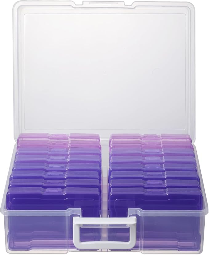 novelinks Photo Storage Boxes with Handle, Photo Organizers and Storage | 1Pack Color, Photo Albums 4x6 Pictures, Photo Cases, Classroom Organization, Index Card Box, Photo Card Holder, Seed Storage