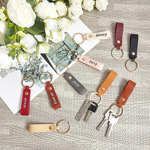 Wavyknot 100 Pcs Leather Keychain Blanks, 3.7 x 0.7 Inches, Multicolor