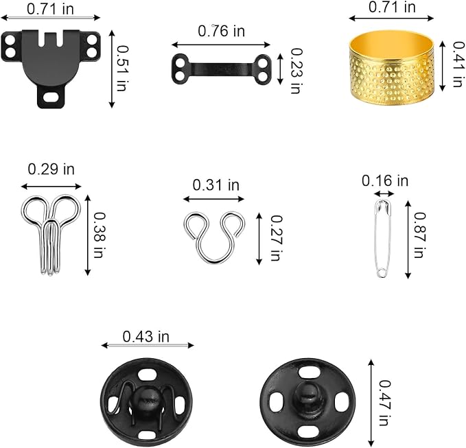 112 Pairs Sewing Hooks and Eyes Closure Set 3 Styles Sewing Skirt Hooks, Sew-on Snaps, Hook and Eye Latches for Trousers Skirt Dress Bra Sewing DIY Crafting