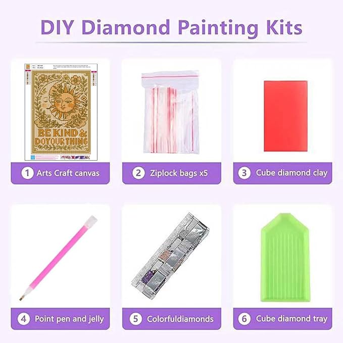 Diamond Art Kits for Adults,Sun and Moon Diamond Painting for Beginners