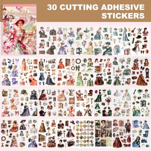Victorian Scrapbooking Stickers 350 Pre-Cut Vintage Washi Stickers