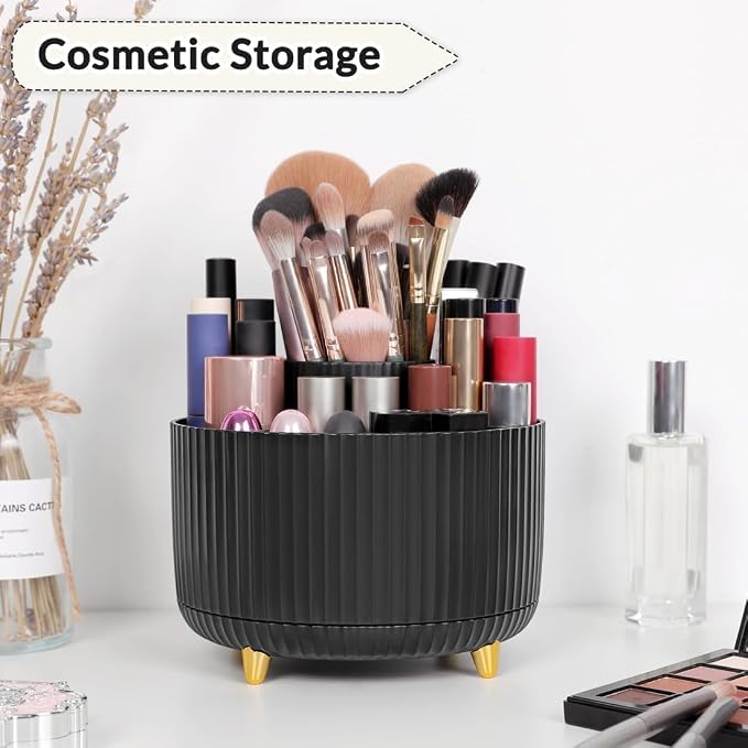 SKYDUE 360 Degree Rotating Desk Organizer, Pencil Pen Holder for Desk | Rotating Pen Organizer with 5 Slots, Office Supplies, Desk Organizer, Art Supply Pencil Cup for Office, School, Home