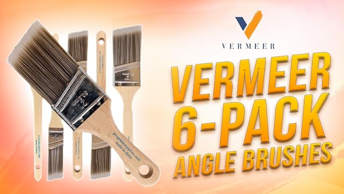 Vermeer Angled Paint Brushes, Paint Brush Set for Trim & Walls, 6 Pc | Interior & exterior | Furniture, cabinets, doors & fences | Latex & oil-based | Medium stiff bristles, softwood handles