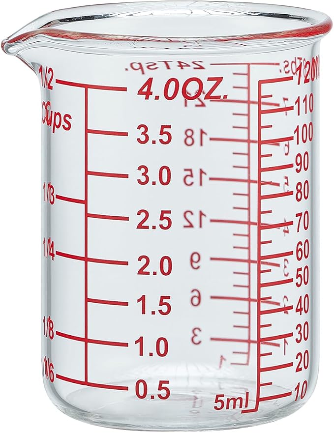 Ackers BORO3.3 4 oz/120 ml Glass Measuring Cup with V-Shaped Spout, 1 Count
