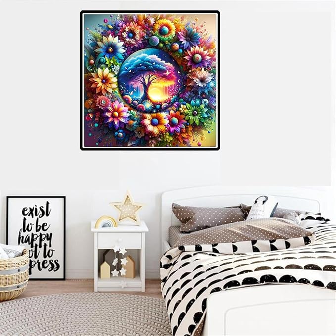 mrpwnle Diamond Art Kits for Adults, Tree of Life Diamond Painting Kits | 5D Tree of Life Diamond Art Painting Kits for Beginners, DIY Flowers Diamonds Dots Kits for Home Decor Gifts 11.8x11.8 inch