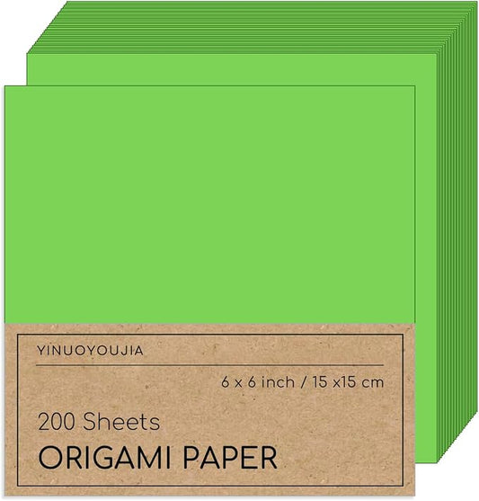 Double Sided Color 200 Sheets,6x6 inch Origami Paper Parrot Green Origami Paper Kit for Kids,Colored Paper Kit Gifts for Beginners